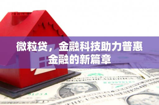 徐水微粒贷，金融科技助力普惠金融的新篇章