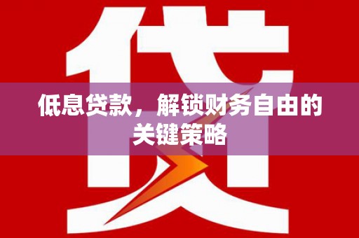 徐水低息贷款，解锁财务自由的关键策略