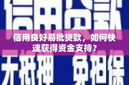 徐水信用良好易批贷款，如何快速获得资金支持？