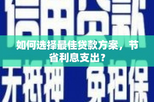 徐水如何选择最佳贷款方案，节省利息支出？