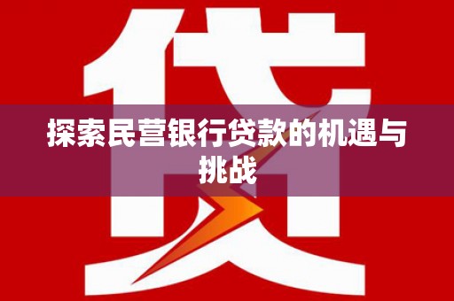 徐水探索民营银行贷款的机遇与挑战