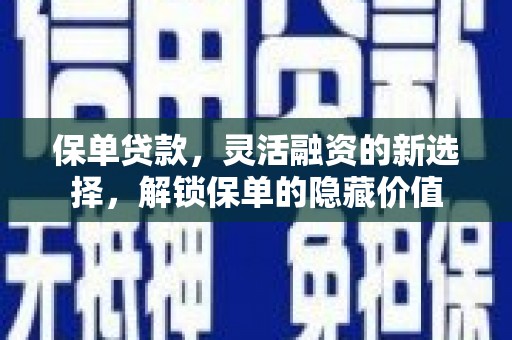 徐水保单贷款，灵活融资的新选择，解锁保单的隐藏价值