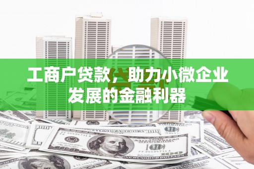 徐水工商户贷款，助力小微企业发展的金融利器