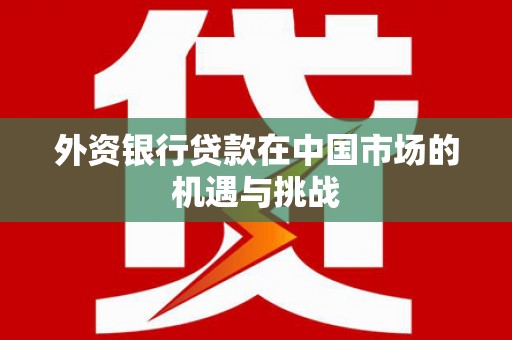 徐水外资银行贷款在中国市场的机遇与挑战