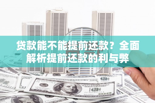 徐水贷款能不能提前还款？全面解析提前还款的利与弊