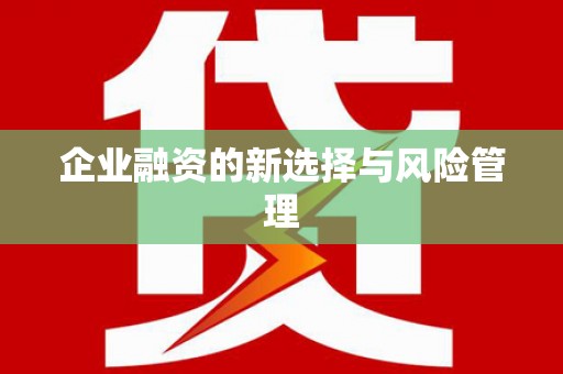 徐水企业融资的新选择与风险管理