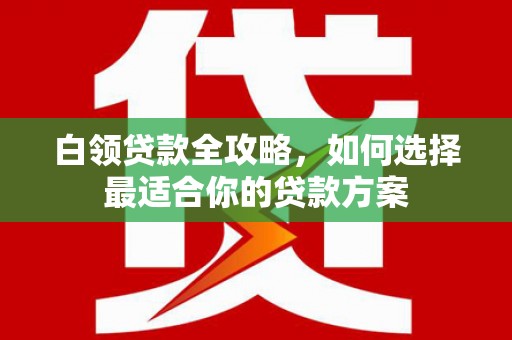 徐水白领贷款全攻略，如何选择最适合你的贷款方案